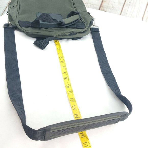 Eddie Bauer Mens Olive Green Black Retro Nylon Detachable Strap Convertible Bag - Picture 12 of 15
